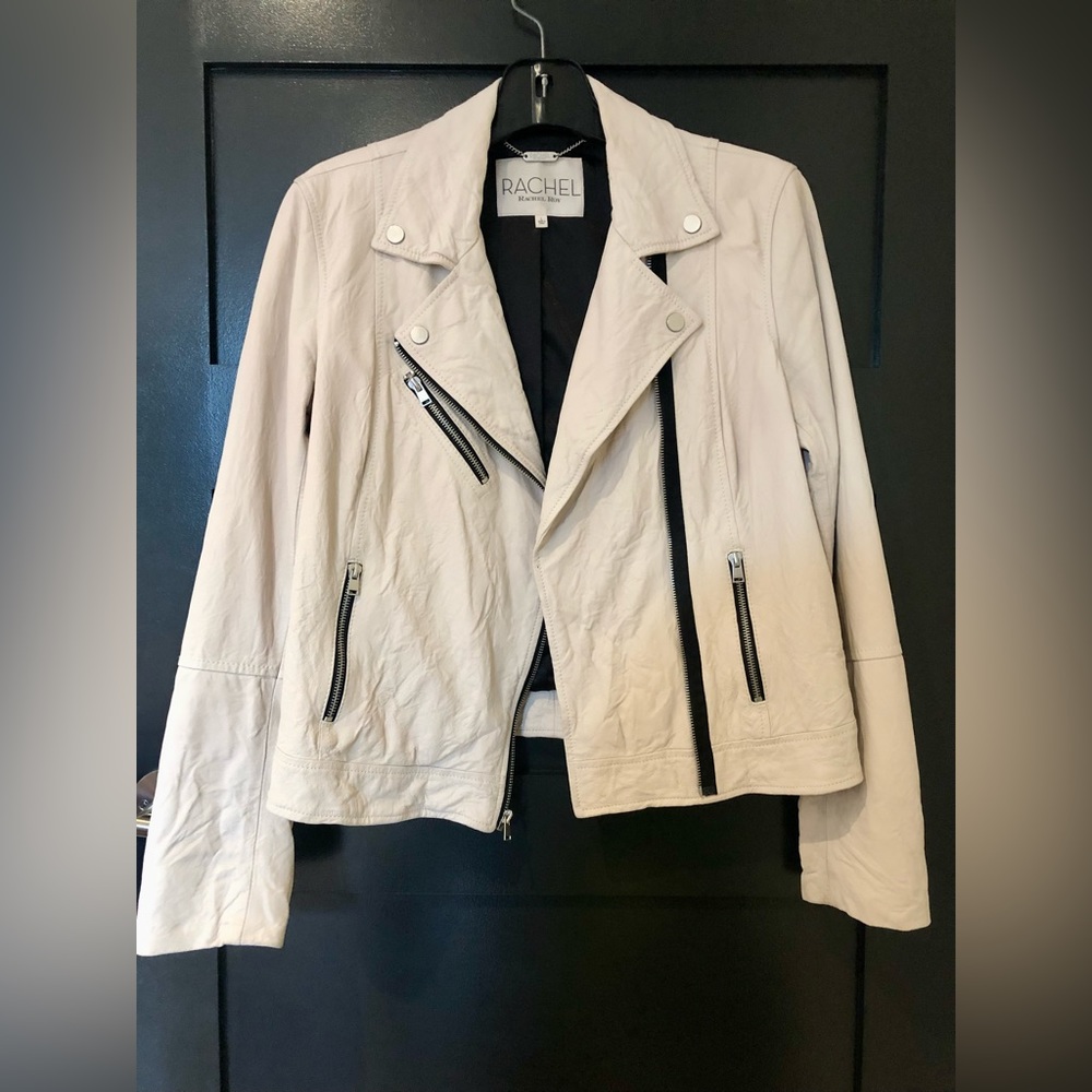 RACHEL by Rachel Roy cream leather moto jacket